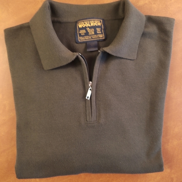 Woolrich Quarter zip pullover sweater. Dark olive green. Size XL. - Picture 7 of 8